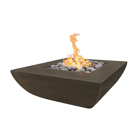The Outdoor Plus 42 Square Avalon Fire Pit, GFRC Concrete, Chestnut, Low Voltage Electronic Ignition, Natural Gas OPT-AVWLFP4242E12V-CST-NG